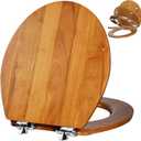 Angol Shiold Round Soft Close Decorative Natural Solid Wood Toilet Seat