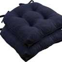 Wellsin Chair Cushions for Dining Chairs, Non-Slip Kitchen Chair Pads with Ties, Tufted Shredded Foam Kitchen Chair Cushions Set of 2, 15.5" X 15.5", Navy