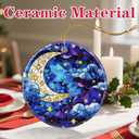 7 x Christmas Ornament, Christmas Decoration, Ceramic-Style Night Sky Ornament, Heirloom Keepsakes, Holiday Ornaments, Holiday Presents, Unique Xmas Gifts, Gift Exchange Ornaments, Gift Idea (Moon and Star)