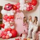 139PCS Valentine's Day Balloon Arch Garland Kit - Red Pink White Balloons with Heart-shaped and Red Lip Balloons for Galentine Decorations, Bachelorette & Bridal Shower, Anniversary Decor