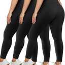 HLTPRO 3 Pack Plus Size Leggings for Women - High Waist Stretchy Soft Pants for Workout Running Yoga (Black/ Black/ Black) XXL