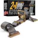 US Cargo Control Double-Fitted E Track Strap 2" x 16', 4,400 LBS Break Strength, Gray Heavy Duty E Track Ratchet Straps with 3 Spring E-Fittings, Versatile 2-in-1 Logistic Tiedowns
