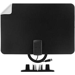 Philips Indoor Switch TV Antenna, Reversible Black White Finish, Perfect Home Decor, Long Range Digital HDTV Antenna, Smart TV Compatible, 4K 1080P VHF UHF, 10ft. Coaxial Cable Included, SDV2226N/27
