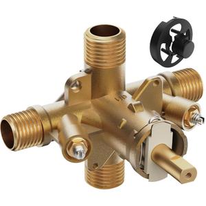 2510 Shower Valve Compatible with Moen Posi-temp Valve, Pressure Balancing Rough-In Valve, 1/2 Inch IPS Connection, Brass 4-Port for Bathtub and Shower(with Screwdriver Stops)