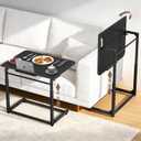 Extra Large TV Tray Table Set of 2, Heavy Duty C-Shaped Laptop Desk with 8-Level Height & 90° Tilt, Folding Overbed End Table for Couch and Bed, Black Finish with Phone/Tablet Slot for Small Spaces, Large 2 Pack