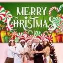 gisgfim Christmas Candy Garage Door Cover Merry Christmas Banner Decorations Large Xmas Holiday Garage Door Banner Backdrop Peppermint Round Lollipop Background Sign for Outdoor Indoor 6x13ft