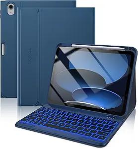 typecase Folio iPad 11th/10th Gen Keyboard Case (11" A16 2025 & 10.9" 2022) – Magnetic Wireless Detachable Keyboard, 7-Color Backlight, Thin & Light, Pencil Holder – Marine Blue