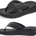ZURIN Mens Orthotic Flip Flops Recovery Sandals Slides for Men，Comfort Thong Sandals with Plantar Fasciitis Arch Support Thick Athletic Cushion for Sports Exercise Walking Beach Indoor Outdoor Black, 13
