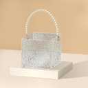 Acrylic Wedding Flower Girl Basket Clear Petals Basket with Pearl Handle Stone Pattern Square Flower Holder Home Decorations, 5.3"D x 5.3"W x 5.3"H
