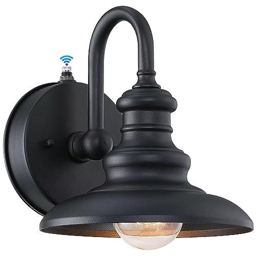 LONEDRUID Dusk to Dawn Sensor Outdoor Wall Sconce Black Exterior Gooseneck Barn Light Fixtures Waterproof Farmhouse Wall Mount Porch Lighting Anti-Rust Outside Lantern for House Garage Entryway