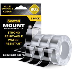 Scotch-Mount Multipurpose Gel Tape, 30 mm x 3 m (1.18 in x 118 in), 3 Pack