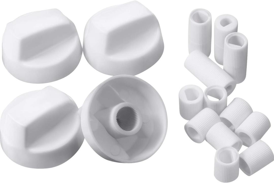 Jetec 4 Pack Control Knobs Replacement with 12 Adapters for Oven/Stove/Range, Please Check Carefully Whether The Dimensions in Figure Match(White)