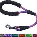 BTINESFUL 18 Inch Short Dog Leash for Training, Padded Traffic Handle Strong Nylon Rope Control Leash for Walking No Pulling, 1.5ft Dog Lead (Pink blue)