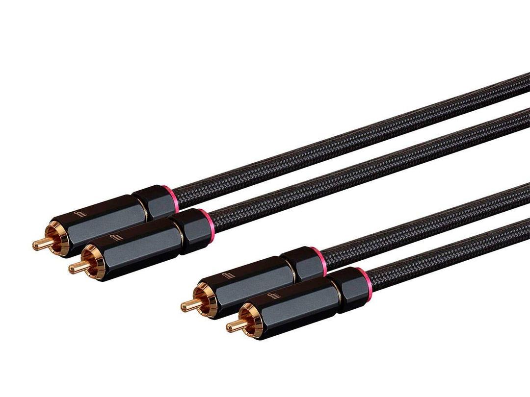 Monoprice Male RCA Two Channel Stereo Audio Cable - Gold Plated Connectors, Double Shielded, 6 Feet, Black - Onix Series