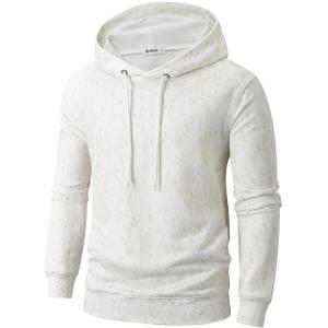 KLIEGOU Men's heavy weight Casual Hoodies - Pullover Hooded Sweatshirt for Men (103 White M) (White, M)