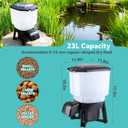 Solar Automatic Fish Feeder for Pond, Large Capacity 23L, Auto Outdoor Koi Fish Feeder, Programmable Auto Timer, Automatic Dispenser for Vacation, Big Tank, Battery & AC Electric Power