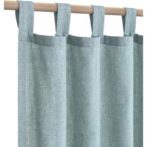 Sea Green Curtains 45 Inch Length for Kitchen Door 2 Panels Tab Top Soft Linen Blend Semi Sheer Coastal Beach Themed Short Summer Seafoam Curtains for Bathroom Small Windows 52x45 Long Teal Grey Aqua
