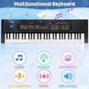 Kids Piano, 61 Keys Electronic Piano Keyboard with Microphone Musical Toy, 24.4*6.3*1.8 inch