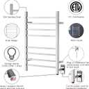 HEATGENE Towel Warmer, Heated Towel Warmer Rack, Wall-Mounted Hardwired/Plug-in Electric Towel Warmers for Bathroom, Hot Towel Rails - Mirror Polish H 31.49 × W 23.62