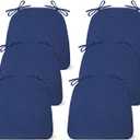 Chair Cushions for Dining Chairs Set of 6, Non Slip Kitchen Chair Pads, 17" x 16" x 2", Indoor Dining Chair Cushions with Ties, D-Shaped Seat Cushions for Kitchen Chairs, Navy Blue