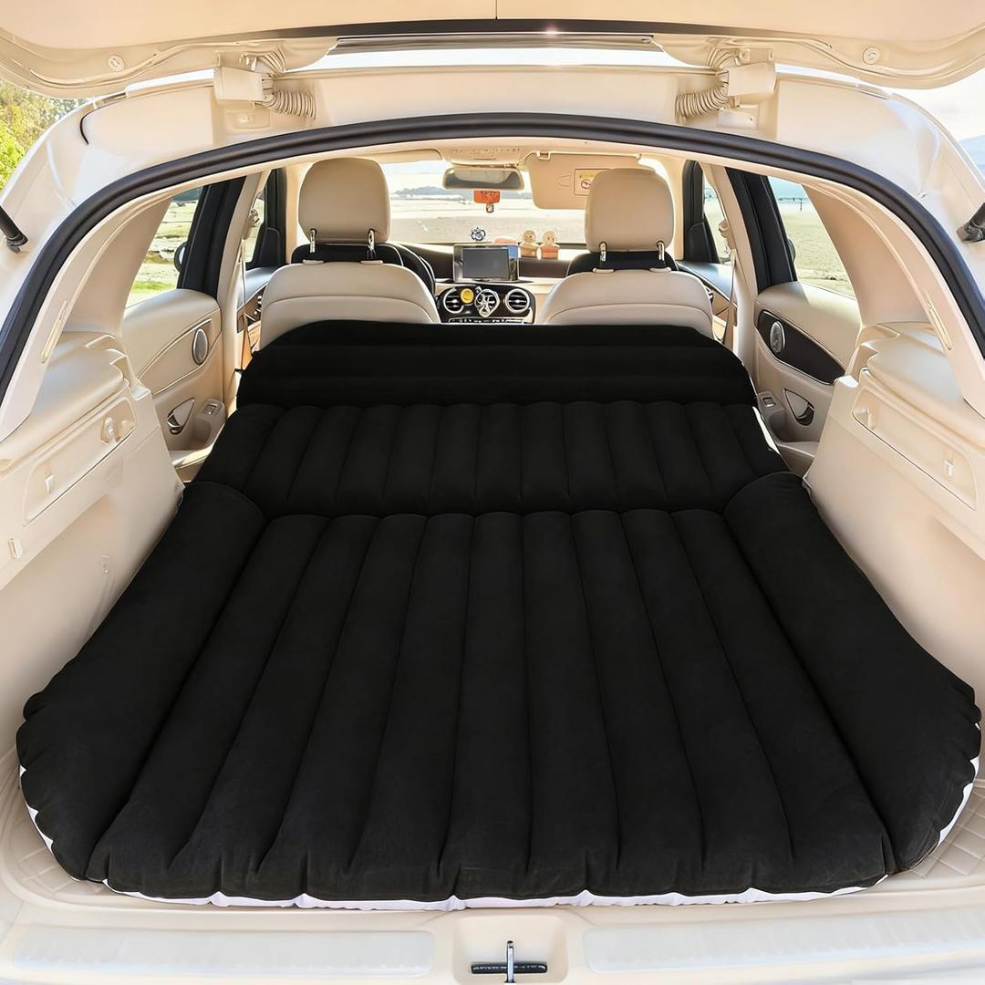 SUV Car Air Mattress  Inflatable Back Seat Bed with Electric Air Pump, Portable Camping Travel Sleeping Pad, Blow Up Car Bed (Black for SUV)