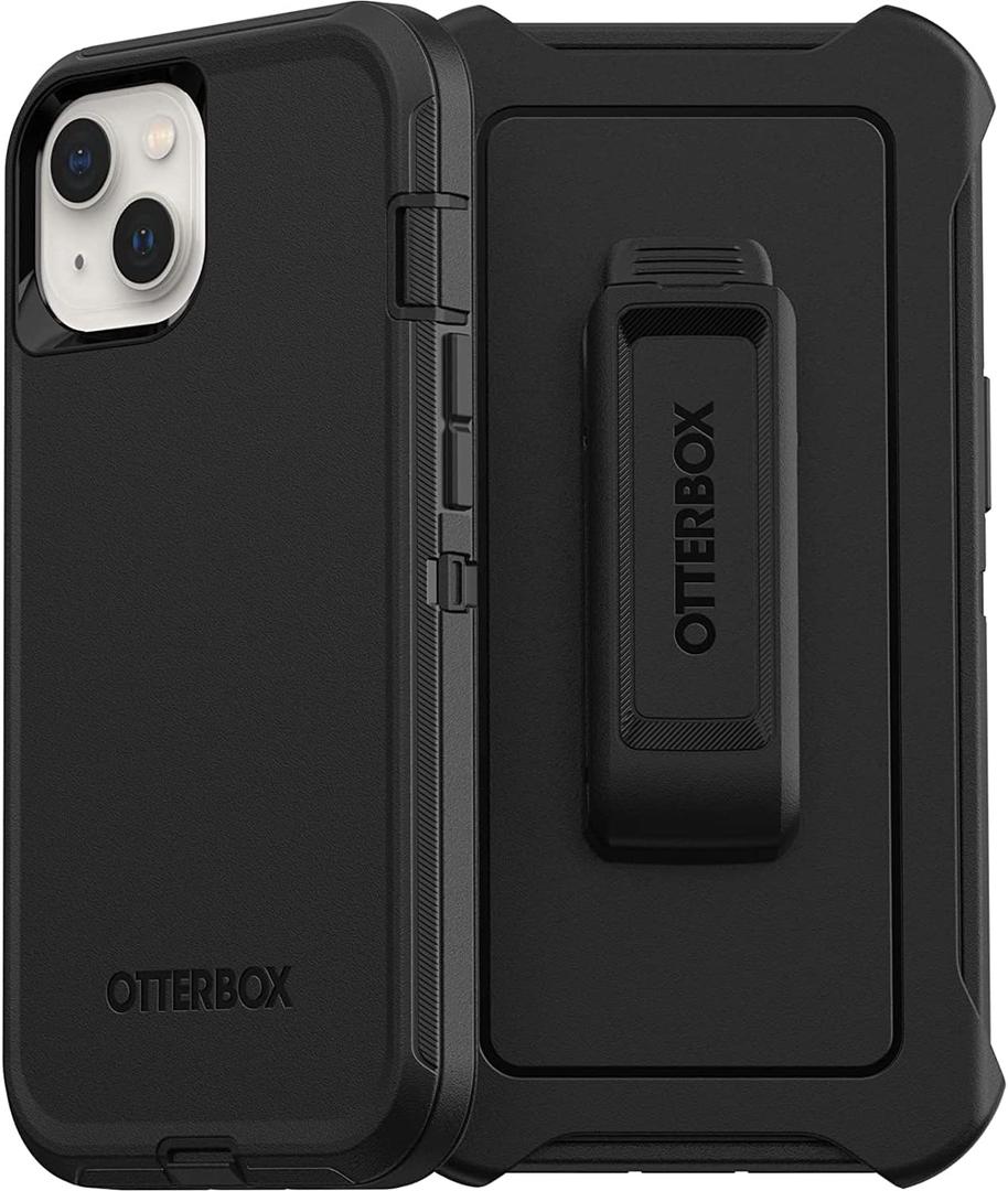 OtterBox iPhone 13 (ONLY) Defender Series Case - Black, Rugged & Durable, with Port Protection, Includes Holster Clip Kickstand