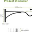 11 Inch 2 Pack Heavy Duty Plant Hangers Outdoor, Metal Plant Brackets for Hanging Baskets, Plant Wall Hooks for Bird Feeders, Wind Chimes & Lanterns, Premium Metal Hooks Matte Black, 30lbs Capacity