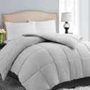 EASELAND Queen Size Down Alternative Comforter - Quilted Duvet Insert for All Seasons, Soft Lightweight with Corner Tabs, Summer Winter Warm Bedding, Light Grey 88×88 Inches