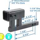 TOPTOW Trailer Hitch Extender Adapter, 2" Receiver, 4-1/4 inch Rise/Drop, 1-1/4 inch Solid Shank, 8-5/8" Extension