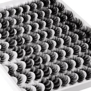 False Eyelashes 48 Pairs 6 Styles Mixed Fake Eye Lashes Bulk Wholesale Dramatic Thick 5D Wispy Strip Faux Mink Eyelashes Multipack