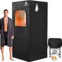 COSVALVE Portable Steam Sauna Box with Red Light for Home with 1600W 4L Steamer, Comfort Folding Chair, Indoor at Home Sauna Tent, Personal Steam Room for Relaxation, 2.9' x 2.9' x 5.9', Black