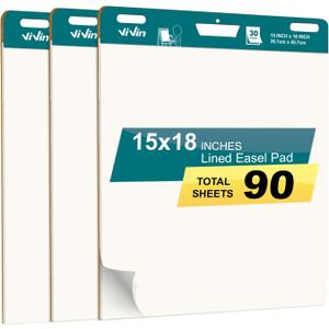 ViVin Mini Sticky Easel Pad, 15 x 18 Inches Flip Chart Paper for Teachers and Students, Anchor Chart Paper for School Office, 30 Sheets/Pad, 3 Pads/Pack ViVin Mini Sticky Easel Pad, 15 x 18 Inches Flip Chart Paper for Teachers and Students, Anchor Chart Paper for School Office, 30 Sheets/Pad, 3 Pads/Pack