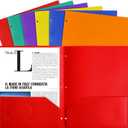 2 x Feosky Plastic Folders, 2 Pockets and 3 Hole, Letter Size, 6 Colors
