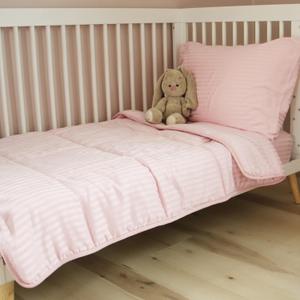 ZPECC Toddler Bedding Set - 4 Piece Hypoallergenic Baby Crib Bedding Set for Boys and Girls, Includes Toddler Comforter, Flat Sheet, Fitted Sheet and Pillowcase, Pink Stripe