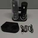 Electric Salt and Pepper Grinder Set with Rechargeable Base - Automatic Refillable Electric Salt and Pepper Shakers with Large Capacity, LED Light & Adjustable Coarseness, Black