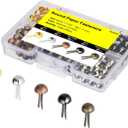 Brads for Paper Crafts, 200pcs Multicolor Metal Paper Fasteners, 8x17mm Fasteners for Crafts, Paper Brads, Round Head Fasteners, Split Pin