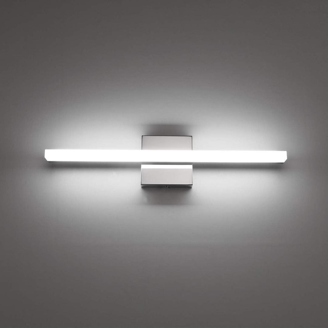 Combuh Modern Bathroom Light Fixtures Over Mirror, 16 Inch IP44 9W Chrome Vanity Light Bar for Bathroom, Wall Light Fixtures Cool White 6000K