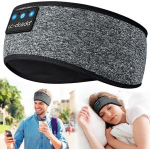 LC-dolida Sleep Headphones Headband Bluetooth 5.4, Sports Headband Earphones Wireless with Speaker Microphone USB C for Sleeping Gift Workout Jogging Yoga Insomnia Travel Meditation, Ash Grey