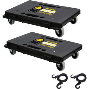 Furniture Dolly,Moving Dolly 4 Wheels Heavy Duty,16in-11in 500lbs Capacity,Furniture Movers Dollys with Wheels,Small Flat Cart with 2 Ropes, 2 Pack, Black (Black)