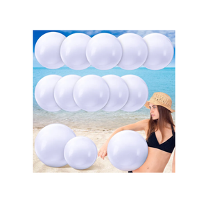 Sinmoe 12 Pieces Large gaint Inflatable White Beach Ball Bulk Solid Swimming Pool Floating Blow up Ball DIY Paint Craft for Boys Girls Hawaii Luau Birthday Beach Summer Party(16 Inch, 24 Inch,White)