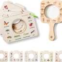 Magnifying Glass for Kids Wooden Montessori Educational Explore Toy Magnifying Glasses and Wood Bug Cards for Outdoor Adventure Birthday Gift for Boys Girls Ages 3+