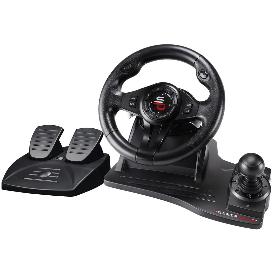 SUBSONIC - Superdrive GS550 Steering Wheel - Racing Wheel with Pedals, Paddles, Shifter. Diameter 25 cm, 270 Rotation Angle, Vibration - For Switch 2, Switch, Xbox Series X/S, PS4, Xbox One, and PC