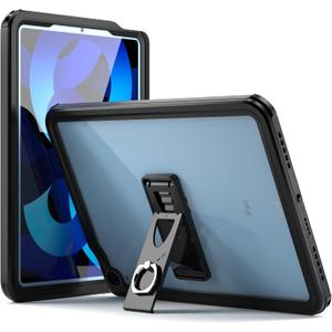 Designed for 2020-2022 iPad Air4/5 10.9 Inch Waterproof Case, IP68 Waterproof 360 Degree Professional Dustproof, Shockproof Case with Lanyard & Stand