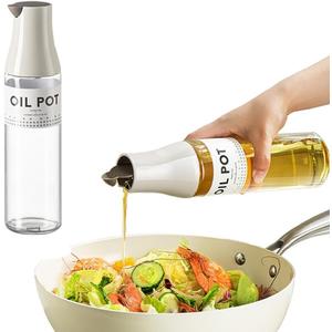 Olive Oil Dispenser Bottle, Auto Flip Non-Drip Design, Leak Proof Soy Sauce & Vinegar Dispenser, Glass Oil Bottle with 500ml Capacity, Warm Grey (1)