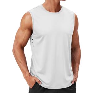 TACVASEN Sleeveless Shirts for Men Tank Tops Quick Dry Workout Muscle Shirt (White, XL)