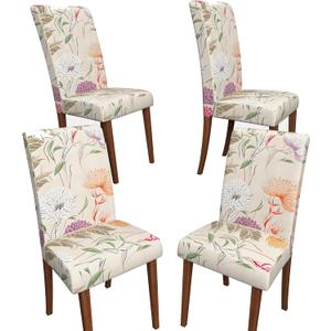 Stretch Dining Chair Covers Set of 4,Floral Print Chair Covers,Soft Removable Washable,Pet Friendly Furniture Protector,Universal Chair Slipcovers for Home, Kitchen,Ceremony Dining Room Seat