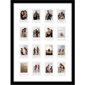 Americanflat 15x20 Picture Frame with 16 Openings for 2x3 Instant-Print Photos - Black Mini Picture Frames for Wall Display with Polished Plexiglass