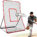 Durable Baseball Rebounder Net, 6x4 FT Pitchback Nets 5 Angles Simulate Grounder,Pop Fly,Line Drive,Softball Rebounders for Pitching,Fielding,Catching Solo Practice,Rebound Net with Strike Zone