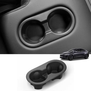 LUCKEASY Rear Water Cup Holder for Tesla Model Y Juniper 2026 2025 5seat Drink Limit Cover for Model Y Accessories TPE Black