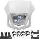 Dirt Bike Halogen Headlight,Motorcycle Front Headlamp Kit Compatible with KLX XR CRF DRZ RMZ RM WR YZ XT XT TTR 85 125 150 230 250 450 F X-White